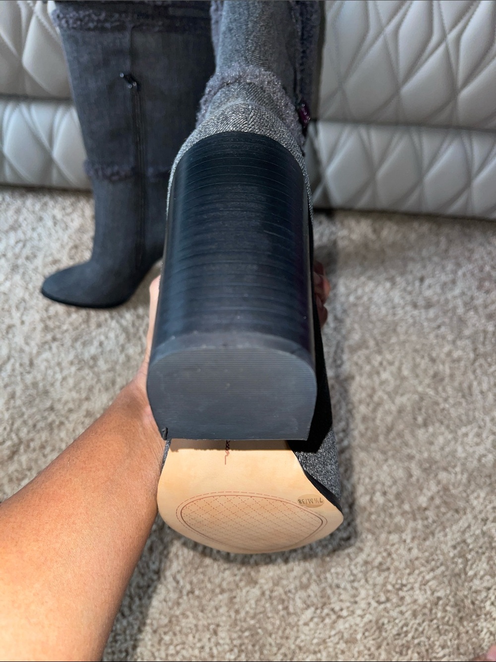 Jessica Simpson Gray Shearling-Trim Knee Boots - Picture 12 of 15